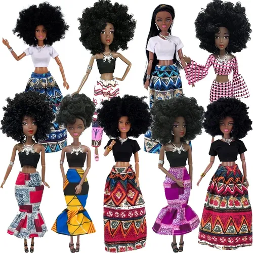 1/6 Mode Barbie Puppe schwarz afrikanische Puppen Spielzeug für Mädchen dunkle Haut ethnische enge