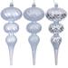 Vickerman 732182 - 8" Silver Swirl Finial Christmas Tree Ornament Assortment (6 Pack) (N230107D)