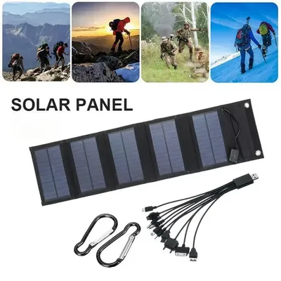 12W Foldable Solar Panel 5V USB Portable Battery Charger for Cell Phone Outdoor Waterproof Power Bank for Camping Accessories
