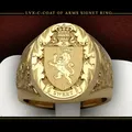 Ring men trends 2024 Crown Lion Shield Badge Ring 18k Yellow Gold Color Royal Seal Men's Ring for