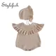 autumn new baby clothes cotton sweater Jumpsuit baby baby knitted Ruffle sleeveless romper hat