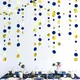 11 Ft Navy Blue Gold Beige Paper Circle Dots Garland Hanging Paper Polka Dot Streamer Royal Blue