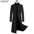 2023 New Extra Long Wool Trench Coat Male Winter Brand Mens Cashmere Coat Slim Fit Woolen Peacoat