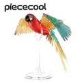 Piececool 3D Metal Puzzle -Scarlet Macaw with Acrylic Stand DIY Model Kits Assemble Jigsaw Toy