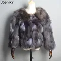 Hot Sale Women Real Silver Fox Fur Coats Winter Warm Natural Fox Fur Jackets Russian Lady Short