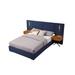 Royal Blue Velvet Bed Frame with 2 Cabinet, Wingback Headboard