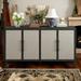 Light Luxury Style Storage Cabinet with 4-Linen Doors, Entrance Buffet Sideboard for Living Room Kitchen, Beige