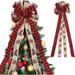 57x13 Inches Handmade Buffalo Plaid Bow Christmas Tree Topper