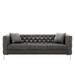 2 Piece Luxury Velvet Upholstered Sofa Set Tufted Back Sofa and Sectional Sofa with Jeweled Buttons, 4 Pillows Included