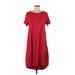 Lularoe Casual Dress - High/Low Scoop Neck Short sleeves: Red Print Dresses - Women's Size Medium