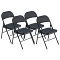 Folding Chairs Set of 4 Plastic Foldable Dining Chairs with Padded Seats and Steel Frame Portable Stackable Commercial Chairs for Indoor Outdoor Events Office Wedding Party & Exhibition Black