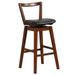 Gymax Swivel Bar Height Bar Stool 30.5'' Upholstered PU Leather Hollow