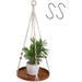 SHENSHA Macrame Plant Hanger with 2 Pack Ceiling Hooks Indoor Outdoor Hanging Plant Holder with Large Tray for Succulents Cacti Small Plants Boho Bohemian Home Decor with Wood Beads