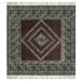 Casavani Block Printed Cotton Rug Black Square Bedroom Carpets Outdoor Patio Rug Black 3x3 feet