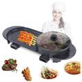 Electric 2 In 1 Hot Pot Barbecue Grill BULYAXIA Non-stick Teppanyaki Pan Soup Multifunctional Anti-dry Korean 3.6L Capacity Double Cooker (1500W x 2) Hotpot Home Kitchen Restaurant Indoor Outdoor