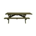 HomeRoots 525028 Green Solid Wood Outdoor Picnic Table with Umbrella Hole