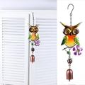 Riguas Wind Chime Hanging Ornament European Style Owl Design Glass Paintings Handmade Decorate Creative Art Wind Chime Pendant Door Decoration for Home