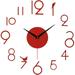 JWDX Hanging Ornament Clearance Frameless 3D Wall Clock Large Silent Mirror for Living Room Modern Wall Clock Number for Bedroom Home Office Decor Easy to Assemble Red