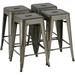 24 Inches Metal Bar Stools Kitchen Counter Height Bar Stools Indoor/Outdoor Stool Patio Furniture Modern Stackable Barstools Dining Chair Metal