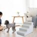 EHJRE High Density Pet Steps Ladder Cat Ramp Non Slip Dog Steps Balanced Pet Steps for Sofa Small Dogs and Cats Couch High Beds White 4 Steps