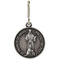 Silver Toned Saint St Francis Protect My Pet Collar Medal with Blank Back 1 Inch