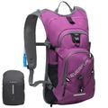 EVERFUN Hydration Backpack 18L Hiking Pack with Water Bladder 2L/67oz Pouch Insulated Hydropack Bag Day Pack Rucksack for Biking Running Skiing Purple
