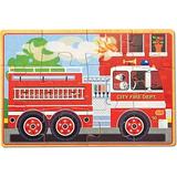 Melissa & Doug Vehicles 4-in-1 Wooden Jigsaw Puzzles in a Storage Box (48 pcs) - Toddler Fire Truck Puzzles For Kids Ages 3+ - FSC-Certified Materials