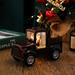 Christmas Vintage Red Truck Decor Farmhouse Pickup Truck Decor Artificial Pine and Small Christmas Wreath Handcrafted Green Truck Car Model for Christmas Table Decor