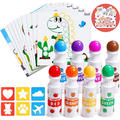 JoyCat Washable Dot Markers for Kids 8 Colors 2 fl.oz Non Toxic Dot Paint Markers with 10 Coloring Activity Paper & 6 Stencils Bingo Daubers Markers for Toddler Arts and Crafts Kits Supplies