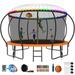 Kumix Trampoline 1400LBS 8 10 12 14 15 16FT Trampoline for Adults and Kids Trampoline with Enclosure Basketball Hoop Wind Stakes and More Gifts Galvanized Anti-Rust Outdoor Trampoline Orange