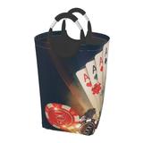 Bingfone Casino Poker Chips Laundry Hamper Large Canvas Fabric Lightweight Storage Basket Toy Organizer Dirty Clothes Collapsible