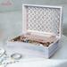 Decorative Distressed White Mango Wood Box with Lid - Trellis Extra Large Wooden keepsake box - Handmade Decorative Box with Lid for Use As Memory Box Photo Storage Box & More- 10.5 x7.5 x4