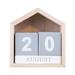 1PC Wooden Calendar House Shaped Manual Turning Calendar Desktop Adornment for Office Home (Classic)