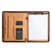 Leather Portfolio Folder with Zipper for Women/Men Business Padfolio with Handle Conference Notepad Folder Browm