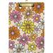 Hyjoy 12x9in Flowers Daisy Clipboards Standard A4 Letter Size Nursing Clipboard with Low Profile Metal Clip Decorative Clip Board for Office Supplies Gold