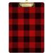 Hyjoy 12x9in Red Black Plaid Clipboard Acrylic Fashion Letter A4 Size Clipboards with Gold Metal Clip for Nurses Students Women Man and Kids