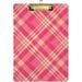 Hyjoy 12x9in Pink Buffalo Plaid Clipboard Acrylic Standard A4 Letter Size Clip Board with Low Profile Clip for Office Classroom Doctor Nurse and Teacher