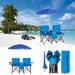 Goorabbit Outdoor Picnic Chair Folding Camping Chairs with Umbrella Portable Double-Chair with Beverage Holder for Beach Camping Picnic Patio Pool Support 180lbs Blue