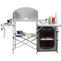 Camping Kitchen Table Portable Outdoor Cooking Table with Storage 26 Tabletop Detachable Windscreen Folding Grill Table for Tailgating BBQ Picnic Backyard Beach RV