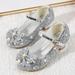 NIUREDLTD Toddler Kids Grils Dress Shoes Toddler Little Kid Girls Dress Pumps Glitter Sequins Princess Bowknot Low Heels Party Dance Shoes Sandals Princess Shoes Grey 28