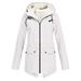 snowsong Women Outdoor Loose Solid Plus Size Thick Warm Hooded Raincoat Windproof Winter Outdoor Women s Coat Womens Coats Womens Winter Coats Rain Jacket Women Winter Jackets for Women White 3XL