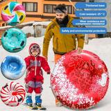 Xinhuadsh Ski Circle Thickened Base Shockproof Colorfast Inflatable Leakproof Wear-resistant Snowflake Print Cold-Resistant Heavy Duty Sledding Snow Tube