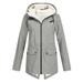 snowsong Women Outdoor Loose Solid Plus Size Thick Warm Hooded Raincoat Windproof Winter Outdoor Women s Coat Womens Coats Womens Winter Coats Rain Jacket Women Winter Jackets for Women Grey L