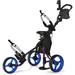 Golf Push Pull Cart with Seat Lightweight Foldable Collapsible 3 Wheels Golf Push Cart Golf Trolley with Foot Brake Adjustable Umbrella Holder & Seat 4 Height Position Handle