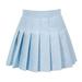 GUIGUI Women Casual A-line Mini Skirt Women s Fashion High Waist Pleated Mini Skirt Slim Waist Casual Tennis Skirt Short Flowy Skirt Plus Size(Sky Blue Size-L)