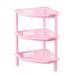 3 Layer Plastic Small Storage Shelves Plastic Basket Corner Shelf Organizer Desk Stand Rack Bathroom Shelves for Home Household Kitchen(Pink)