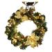 KQJQS Gold Lighted Christmas Wreath Elegant Wrought Iron and Wooden Front Door Decor Fall Indoor Outdoor Home Door Wreath