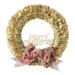 Ovzne Artificial Christmas Wreath Decorated Red Berries Pine Cones Glitter Pine Needles for Front Door Wall Christmas Decorations