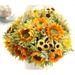 mynkyll 5 Heads Beauty Sunflower Artificial Silk Flower Bouquet Home Floral Decor Dried Wildflowers Flower Chopper Fall Decorations for Home Indoor Fall Flower Arrangements Centerpiece Flower