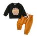 Toddler Kids Boys Girls Outfit Pumpkins Prints Long Sleeves Tops Sweatershirt Pants 2pcs Outfits Set 2-3 T